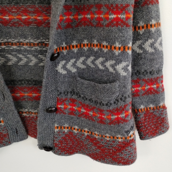 Woolrich Gray and Red Patterned Women's Cardigan Size Large Boho Cabin Outdoor - Picture 6 of 9